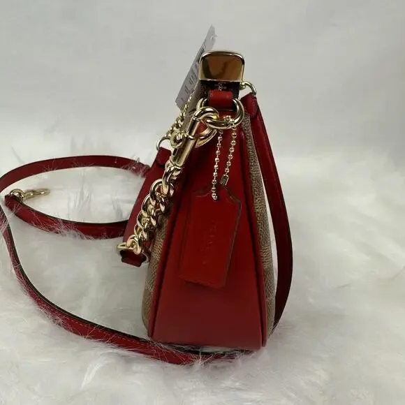 Coach Teri Shoulder Bag In Signature Canvas With Stripe In Tan Multi CAL81 NWT - Picture 3 of 10